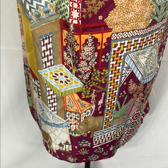 Salvatore Ferragamo Limited Edition Burgundy Multicolor Silk Top Size S - Picture 5 of 10